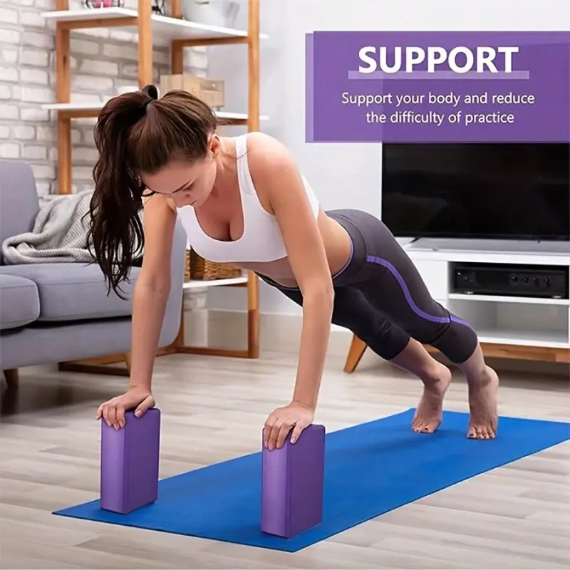 2Pcs High Density Yoga Blocks, Non Slip Lightweight Fitness Bricks, Strong Support for Stretch Pilates Training, Improve Flexibility Balance, Home Workout & Gift Choice, Yoga Fitness Equipment, Yoga Accessories