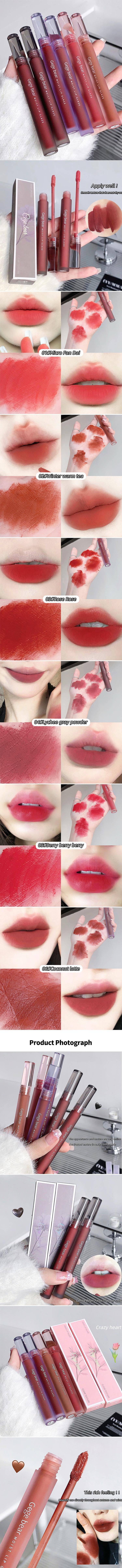 Long Lasting Matte Lip Gloss, 4pcs/set Easy Coloring Lip Sticks, Moisturizing Matte Lipstick, Suitable for All Occasions Lip Makeup, Girls and Women Makeup Accessories