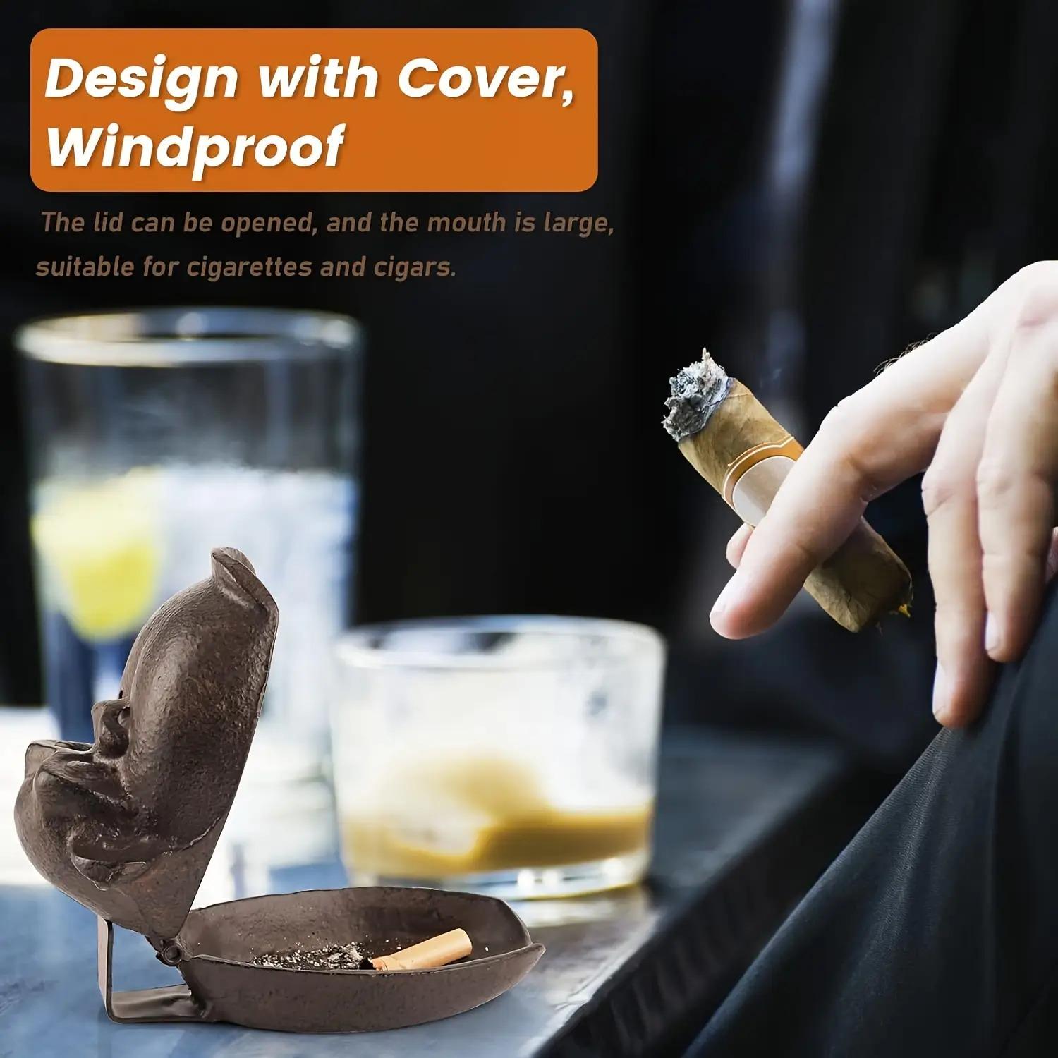 Cigar Ashtray — Cast Iron Monkey-Shaped Ashtray, Outdoor Cigar Ashtray, Creative Gorilla Ashtray with Lid, Outdoor Ashtray, Cool Cigar Ashtray for Home and Office Desktop Decor Costume Jewelry & Accessories