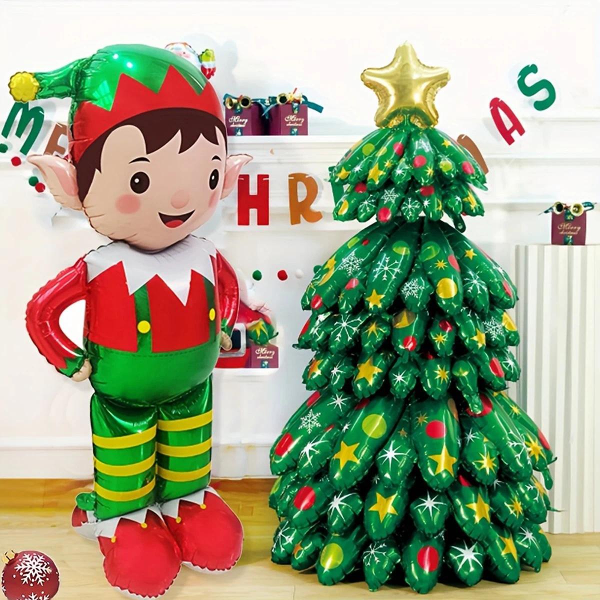 1pc 61-inch Standing Christmas Elf Balloon, Birthday Party Atmosphere Decoration, Prop for Room Decor, Christmas Party Supplies