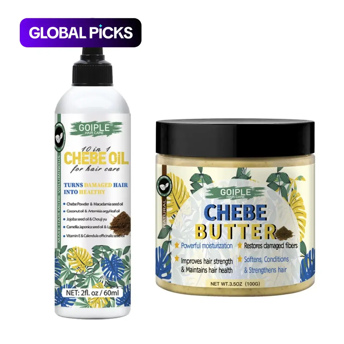Goiple Chebe Set, Haircare Product, Butter ,Oil ,Powder, Bowl, Comb, DIY Use, Moisturizing Ingredients, Enhances Hair Strength, Maintains Hair Health, Smooths and Strengthens Hair #GLOBAL PICKS