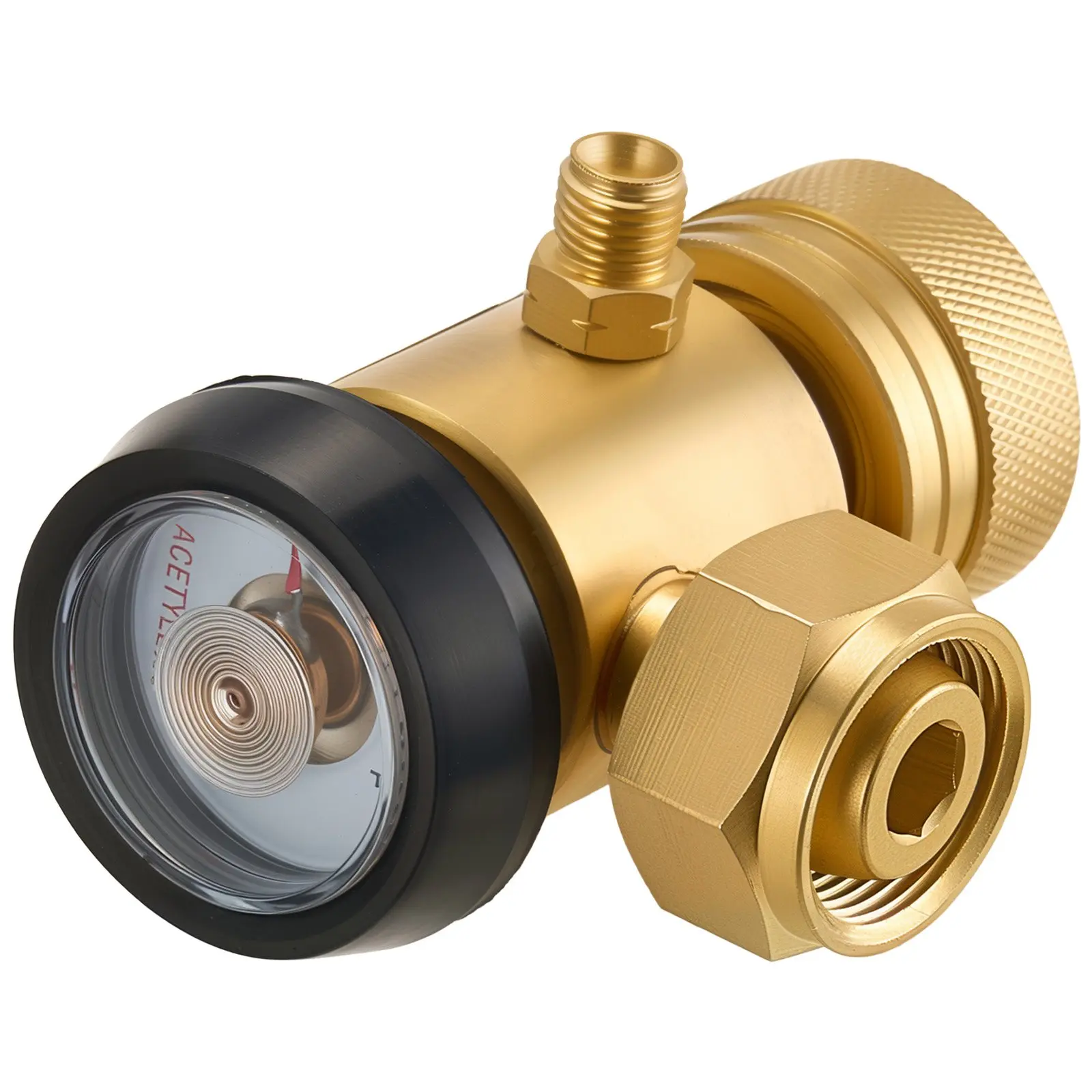 VEVOR CGA520 Inlet Acetylene Regulator for B-Type Tanks, AR-B Air Acetylene Pressure Monitor Gauge with 3/8"-24 LH Outlet, Heavy-Duty Brass Body for Welding, Brazing