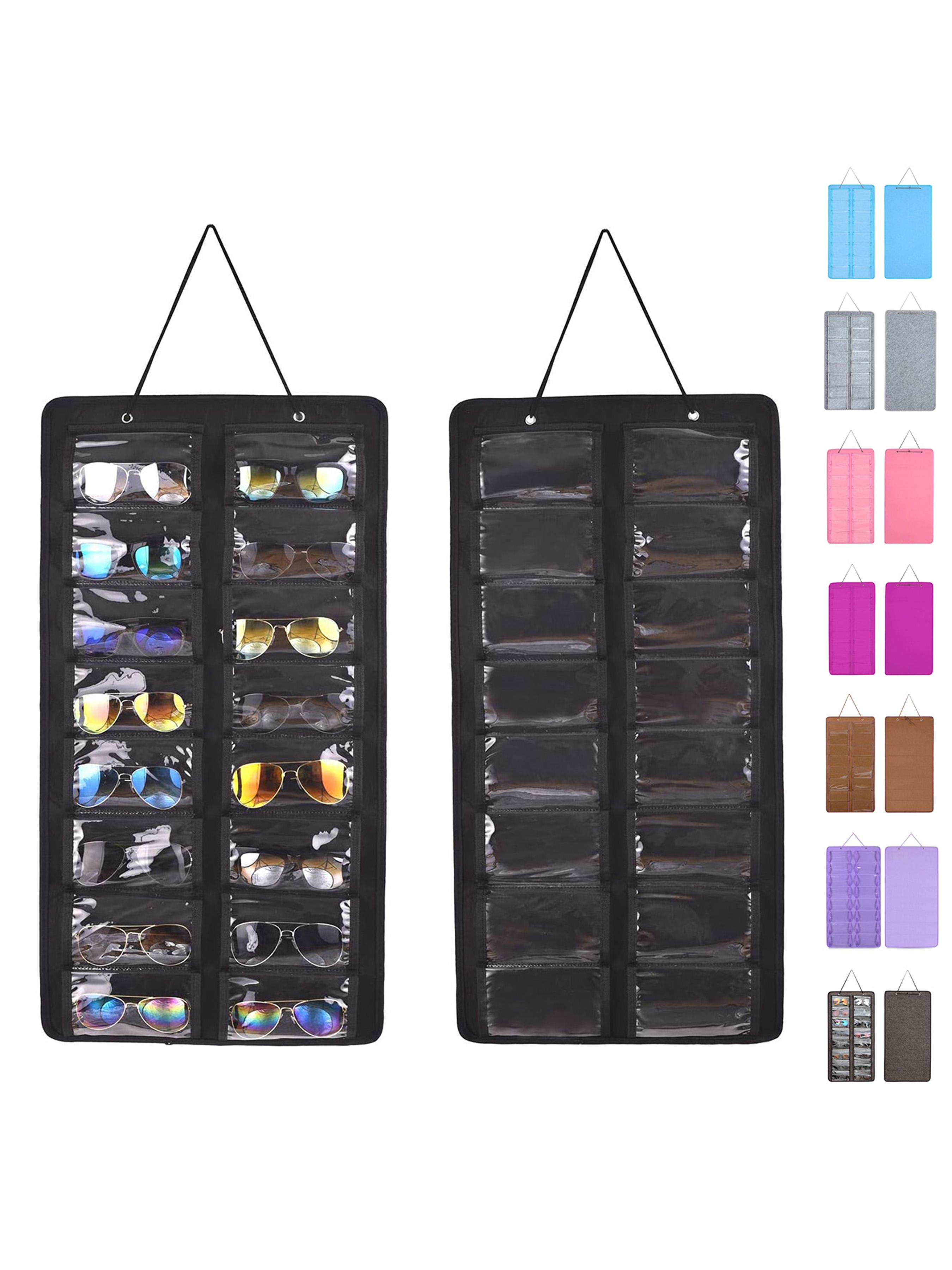 Dustproof Sunglasses Organiser, Wall Mounted Sunglasses Organiser, 16 Compartment Glasses Organiser, Space Saving Storage (Pouch Only)