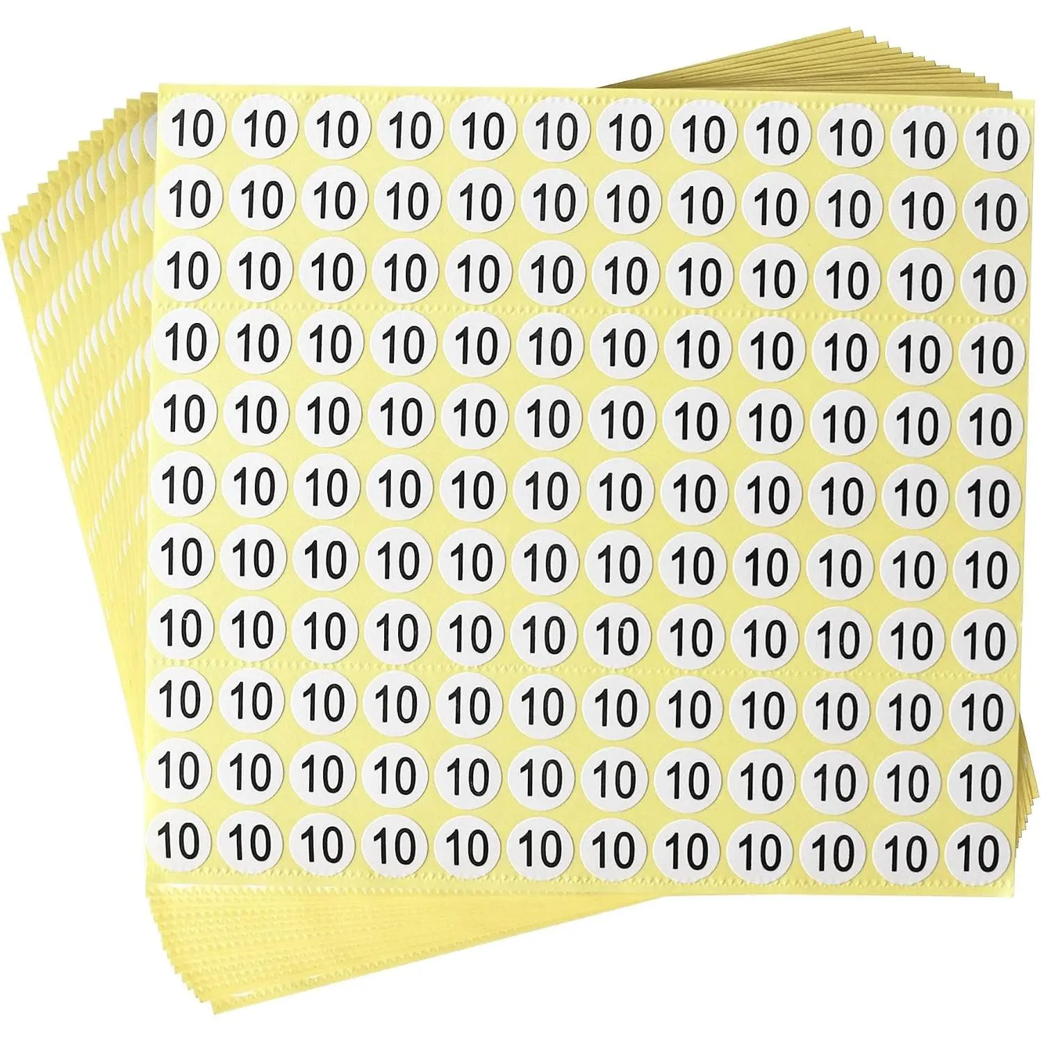 - Number Stickers - Number 10 Round Self Adhesive Stickers | Inventory/Storage Organizing Stickers - Set of 15 Sheets