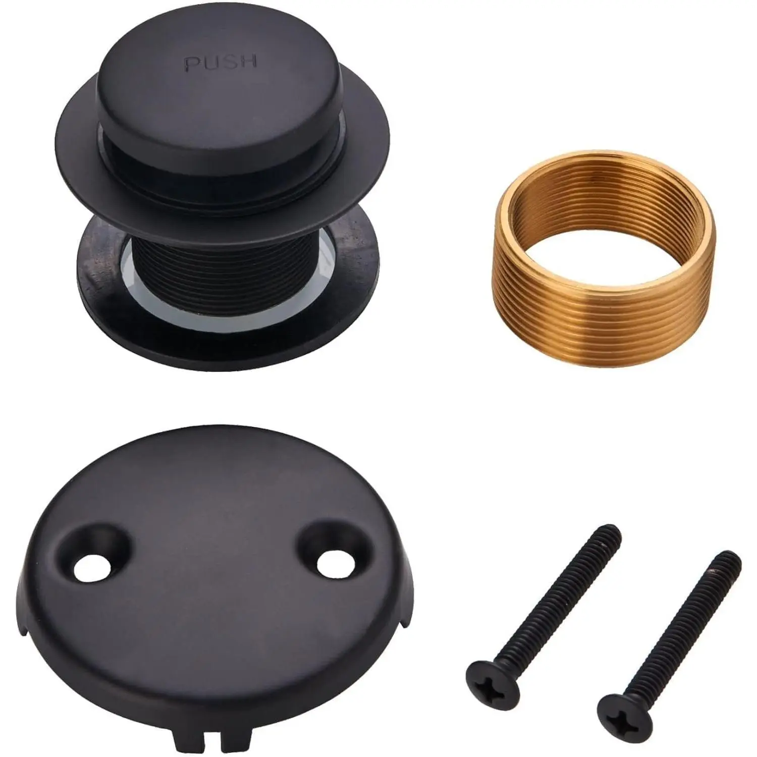 WELLUP Matte Black Bathtub Drain Trim Kit, 2-Hole Overflow, 304 Stainless Steel & Brass Tip Toe Tub Drain Replacement Conversion Kit, Fits 1-3/8" & 1-1/2" Bathtub Drains, Easy Installation