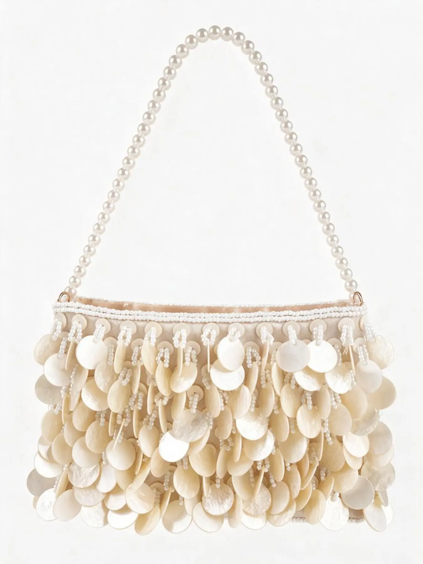 Shell Sequin Fringe Pearl Crossbody Bag, Handmade Beaded Luxury Clutch, Wedding Evening Bridesmaid Bag, Boho Style All Seasons