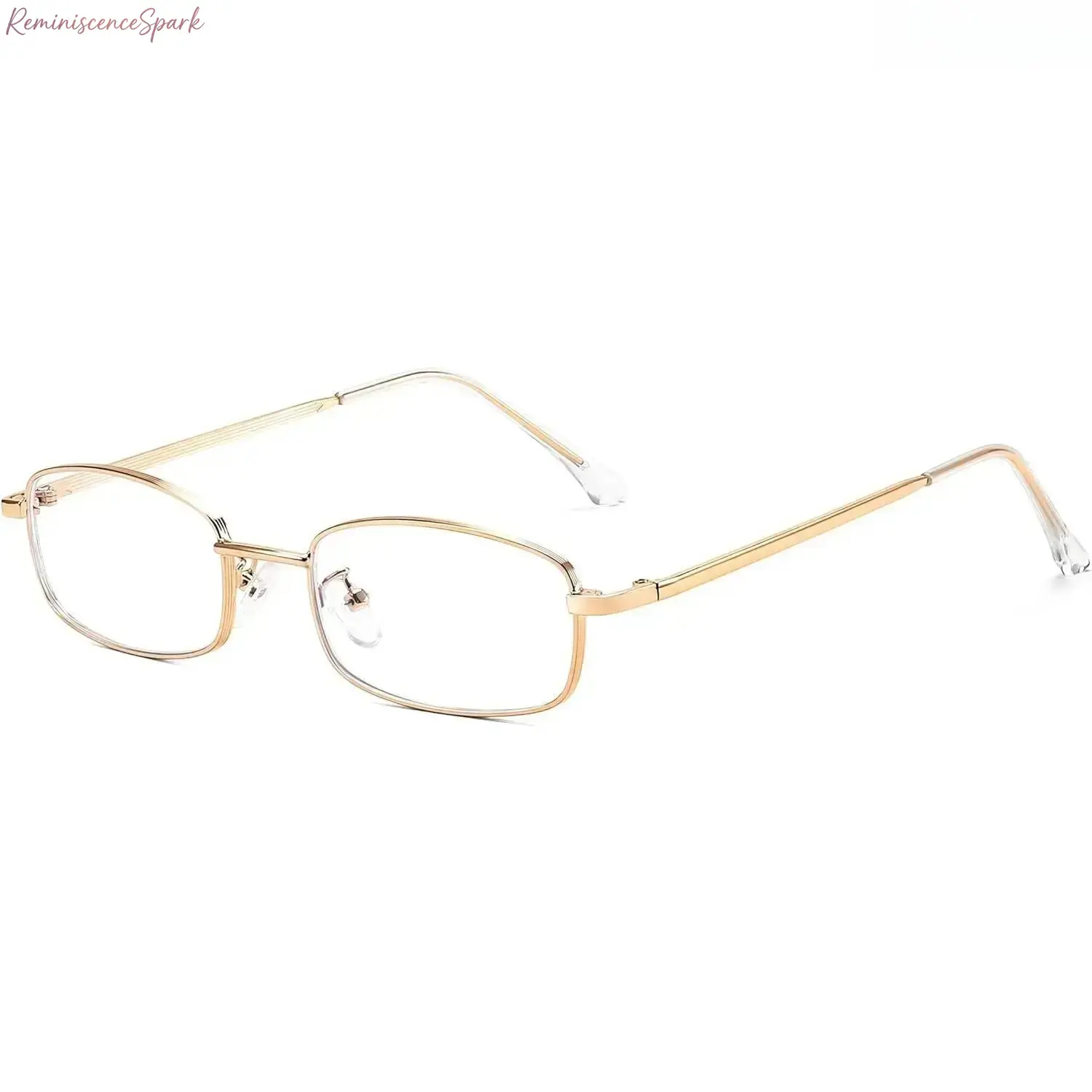 Women’s Y2K Vintage Rectangle Blue Light Blocking Glasses, Slim Metal Frame Retro Geek‑Chic Eyewear, Eye Strain Relief Computer Eyeglasses for Back‑to‑School Campus, Office Work and Daily Casual Wear
