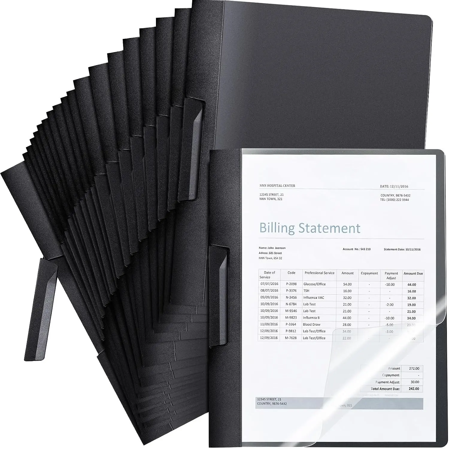 25 Pack Durable Clear Report Covers with Clip 11 x 9 in Letter Size Presentation Folders Transparent Front Cover Portfolio Folder Resume Folder Interview Report Folders (Black)