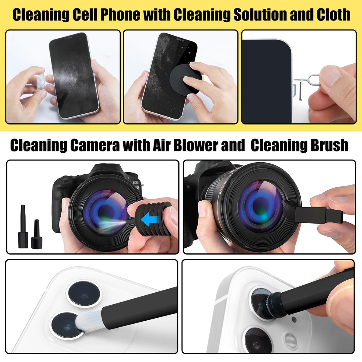 Multifunctional Cleaning Kit for Phone, AirPod, Camera, Multi-Tool Cleaning Kit, Portable Design Electronic Devices Cleaning Kit, Camera Care Accessories for Cleaning Phone Holes, Camera Cleaner