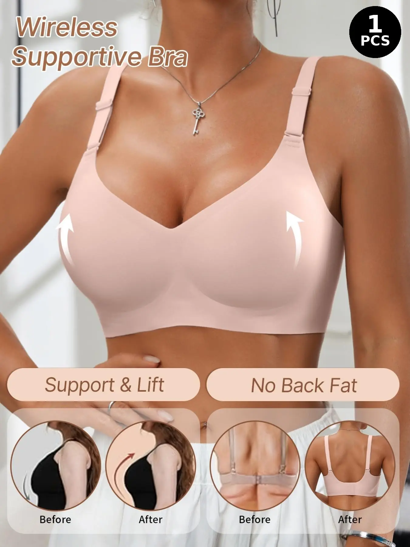1/3 Pack Wireless Jelly Bra for Women, Lightweight Breathable Underwear, Adjustable Straps, Seamless Comfort, Everyday Wear, Fit