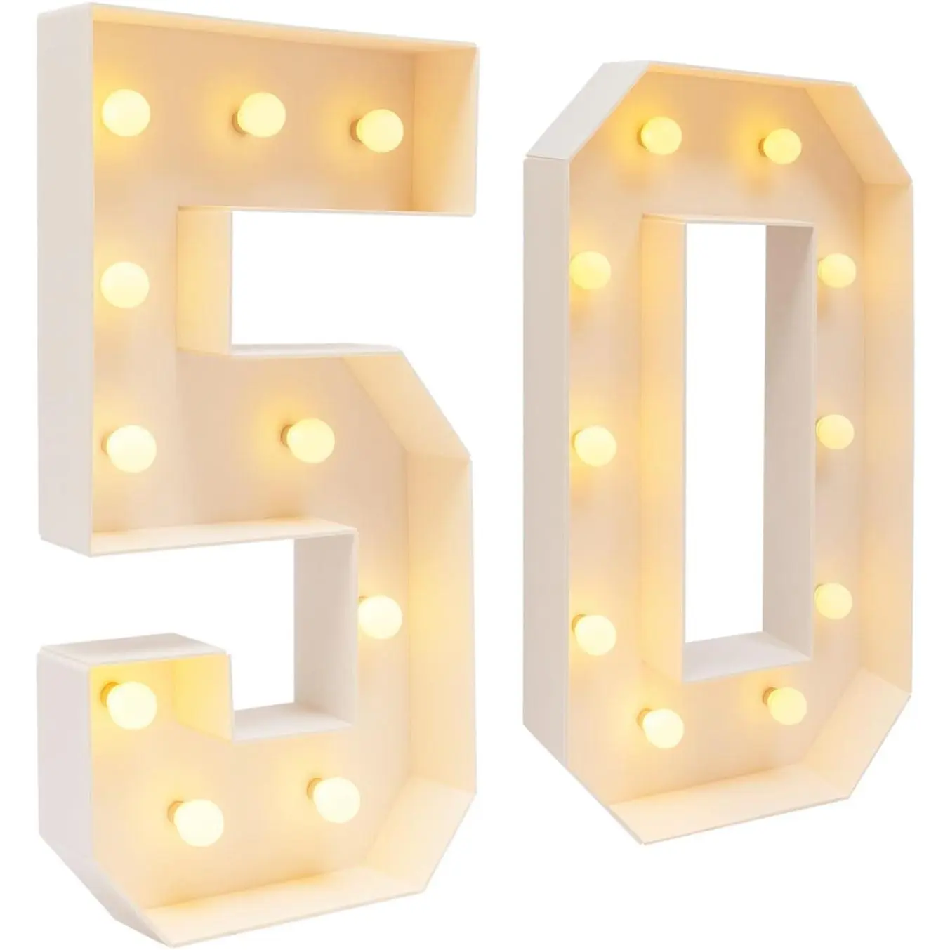 Warm White Battery-Powered LED Light Up Number 50 (39.4in) Large Marquee Sign, Art Deco Festive Decor with KT Board Compatibility, 50th Birthday Supplies, Table Centerpieces, Kid Room & Bonfire Accents (Batteries Included)