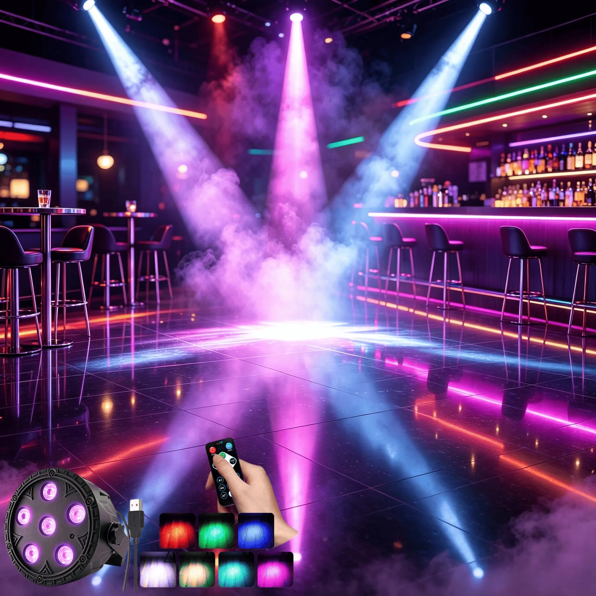 Smart LED Stage Light Strip Remote, Mini RGB Disco Party Light, Dj Light, 7-Color Stage Effect, Ktv Theater Hall Concert Remote Control