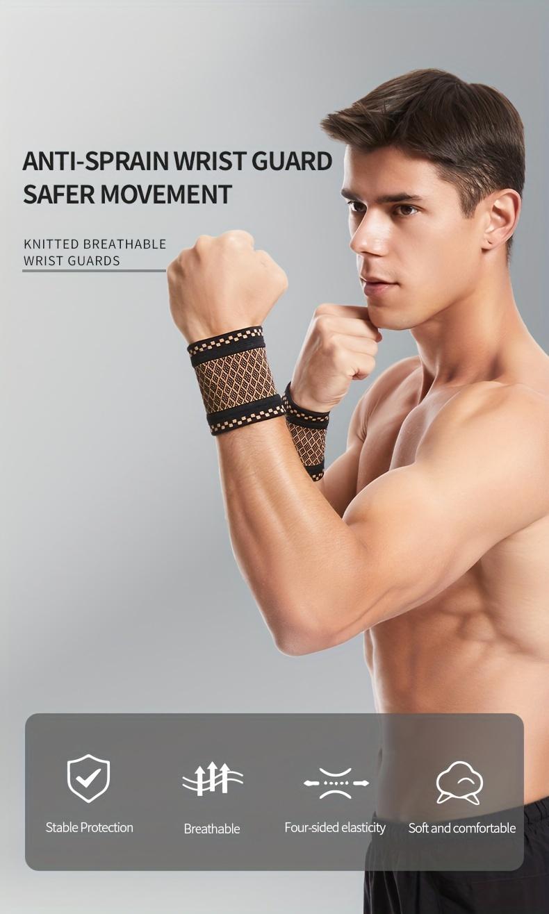 4-piece copper-colored wrist compression bracelets, soft wrist support bands, suitable for support during sports, fitness, and typing