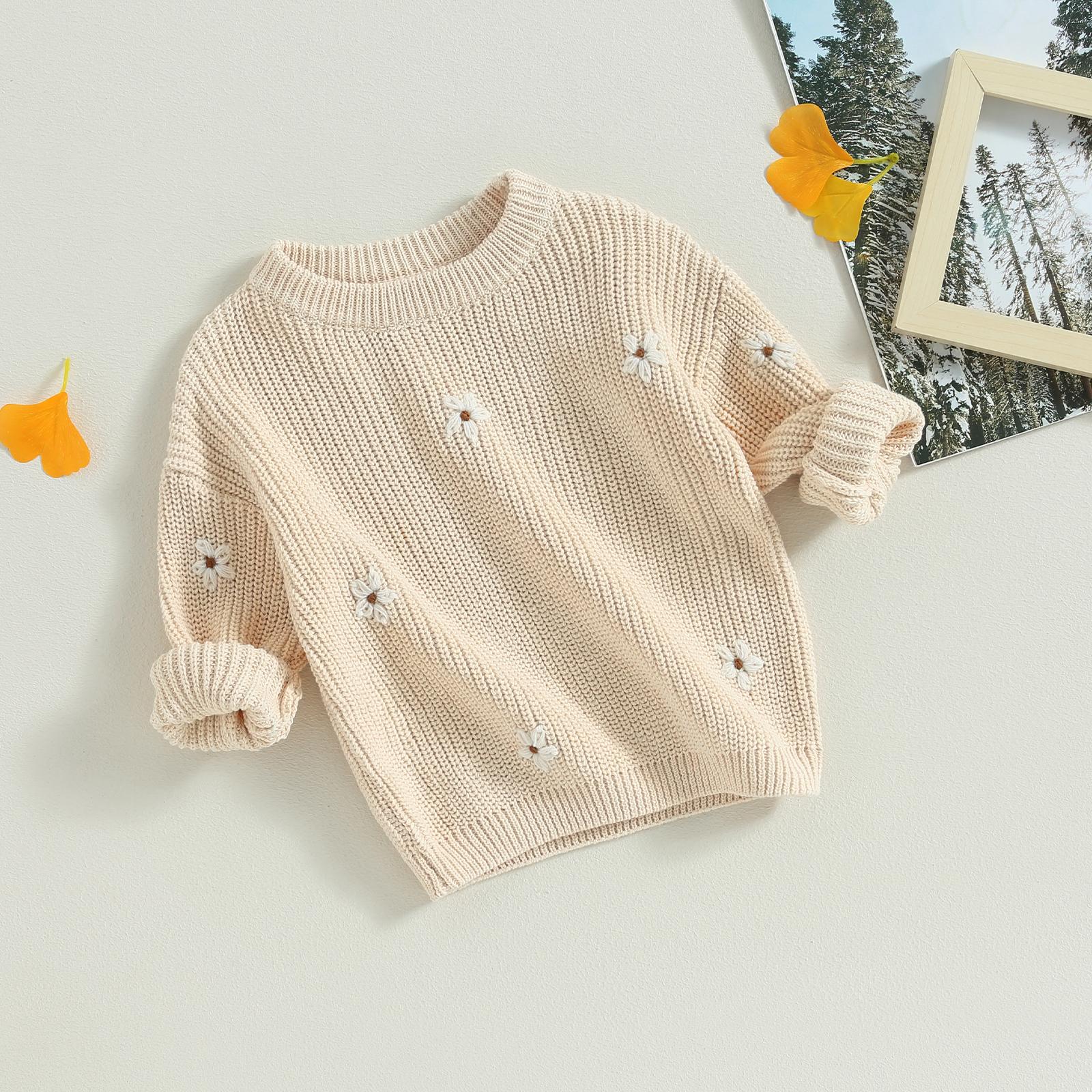 Toddler Baby Girl Knit Sweater Blouse Pullover Sweatshirt Flower Embroidery Warm Long Sleeve Tops 0-5 Years Toddler Baby Girl Knit Sweater Blouse Pullover Sweatshirt Flower Embroidery Warm Long Sleeve Tops 0-5 Years