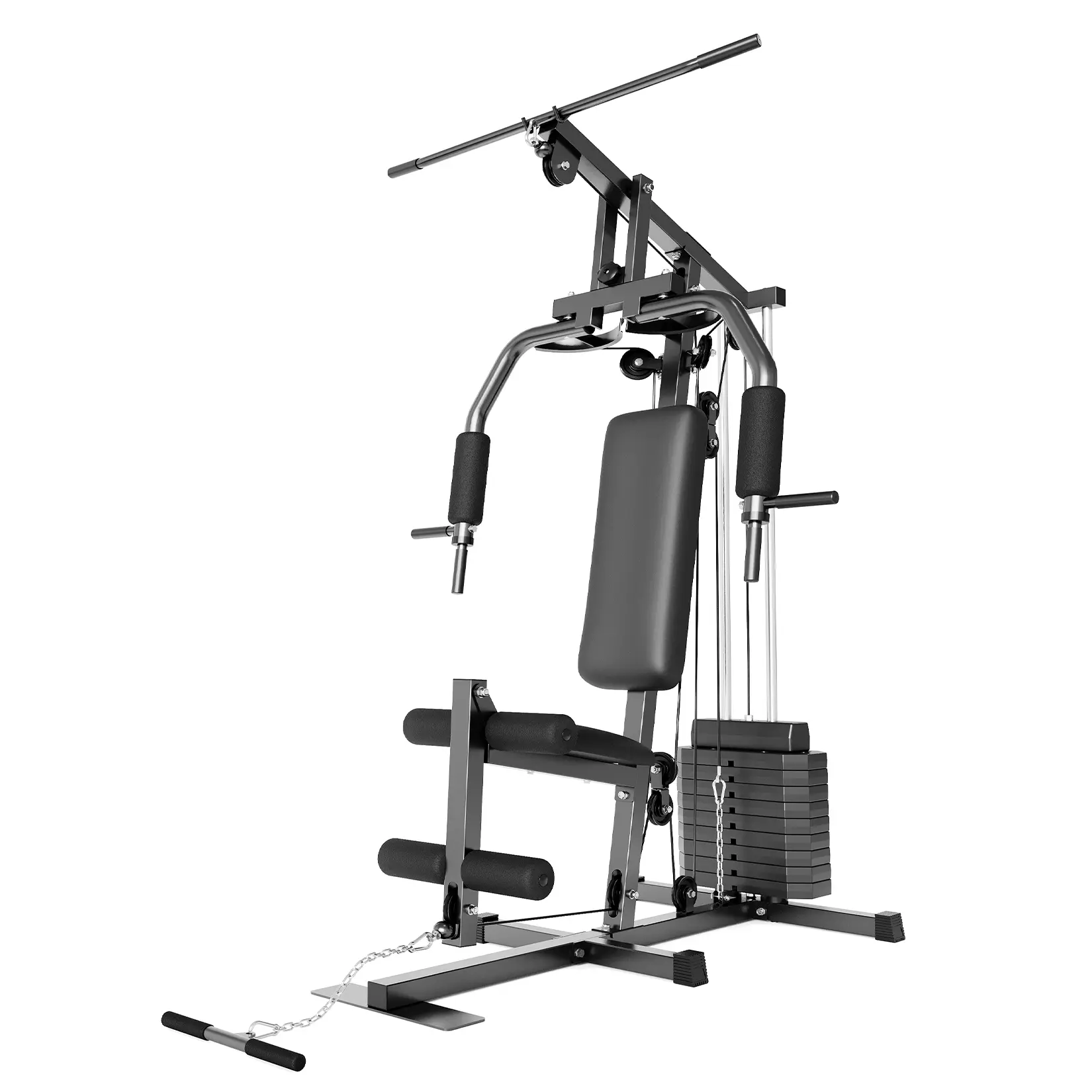 Multi-Function Strength Training Home Gym System – 100LBS Weight Stack – Lat Pull Down, Chest Press, Leg Extension, Pulley System – Full Body Fitness Equipment(3 Boxes)