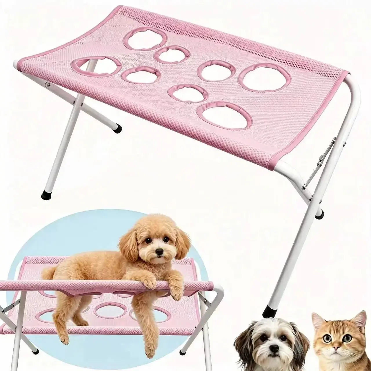 Foldable Multi-Purpose Pet Bath Rack, Cat & Dog Bath Bed, Anti-Movement, Anti-Scratch, Medication Feeding, Bath Tub Tool Kit