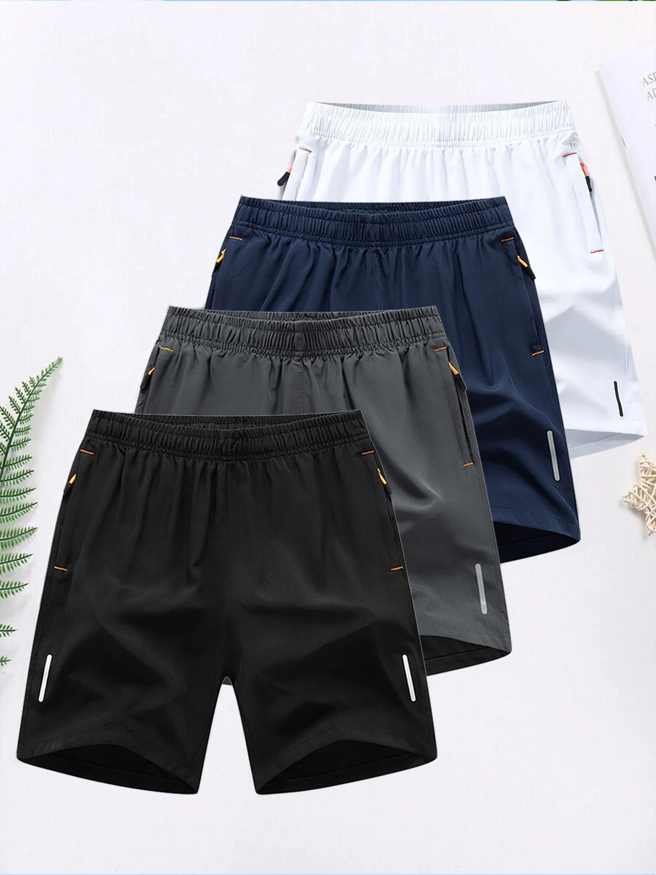 Men's Solid Color Zipper Pocket Shorts,  Casual Comfy Breathable Shorts for Summer, Men's Bottoms for Daily Wear, Casual Shorts Set