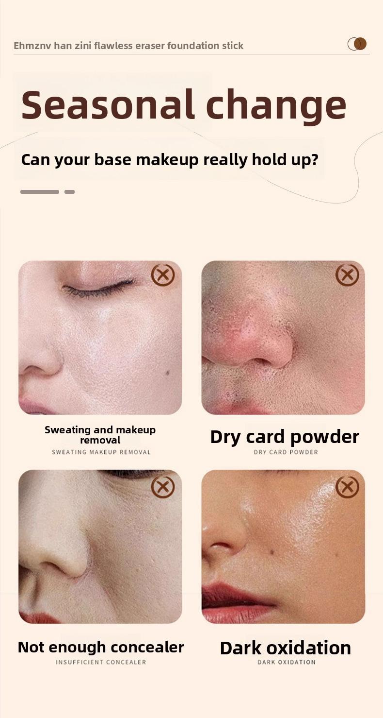 Your Face in 2 Minutes Double-Ended Foundation & Concealer Stick – One Side = Base, Other Side = Concealer, Blendable, Natural Matte, No Caking