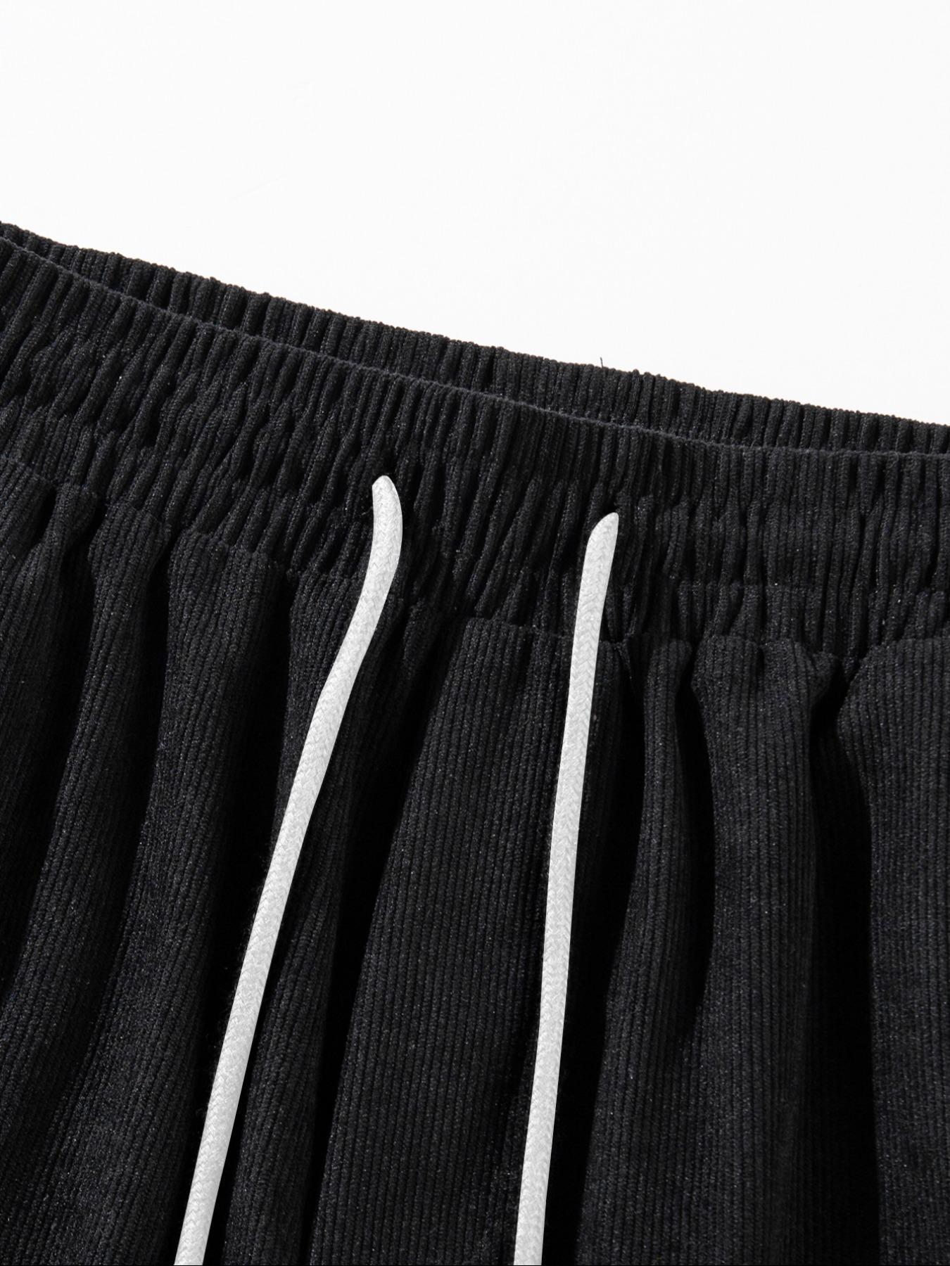 Men's Solid Plain Patched Drawstring Waist Shorts, Menswear Regular Fit Casual Pocket Elastic Waist Shorts for Summer, Men's Bottoms for Daily Wear