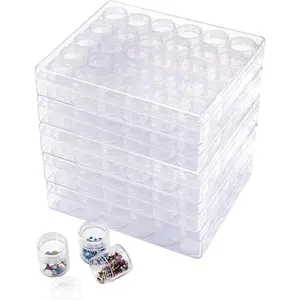 5 Pack 30 Grids Diamond Painting Storage Containers with 110 PCS Label Stickers, Portable Bead Art Organizer Case with Lids for Nail Diamonds, Jewelry, DIY, Cosmetics