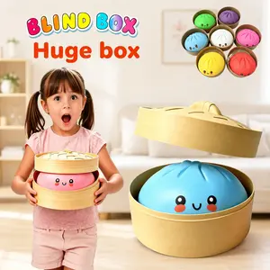 10.6 Inch Giant Expressive Dumpling Squishy Lucky Blind Mystery Surprise Box, Mysecret Bao Bun Soft Elastic TPR Squeeze Fidget Toy, Anti-Anxiety Stress Relief Random Collectible Style, Classroom Swap Gift for Children’s Day Graduation Party Kids Teens