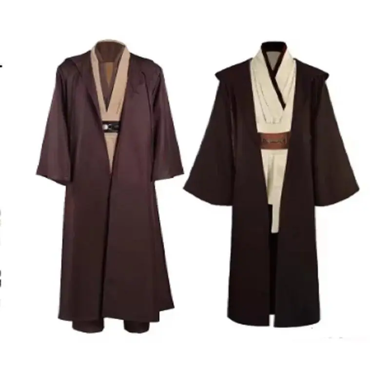 Obi Wan Kenobi Jedi Cosplay Full Set - Adult Unisex Coat, Friar Uniform Robe & Accessories for Halloween, Carnival Festive Party Supplies