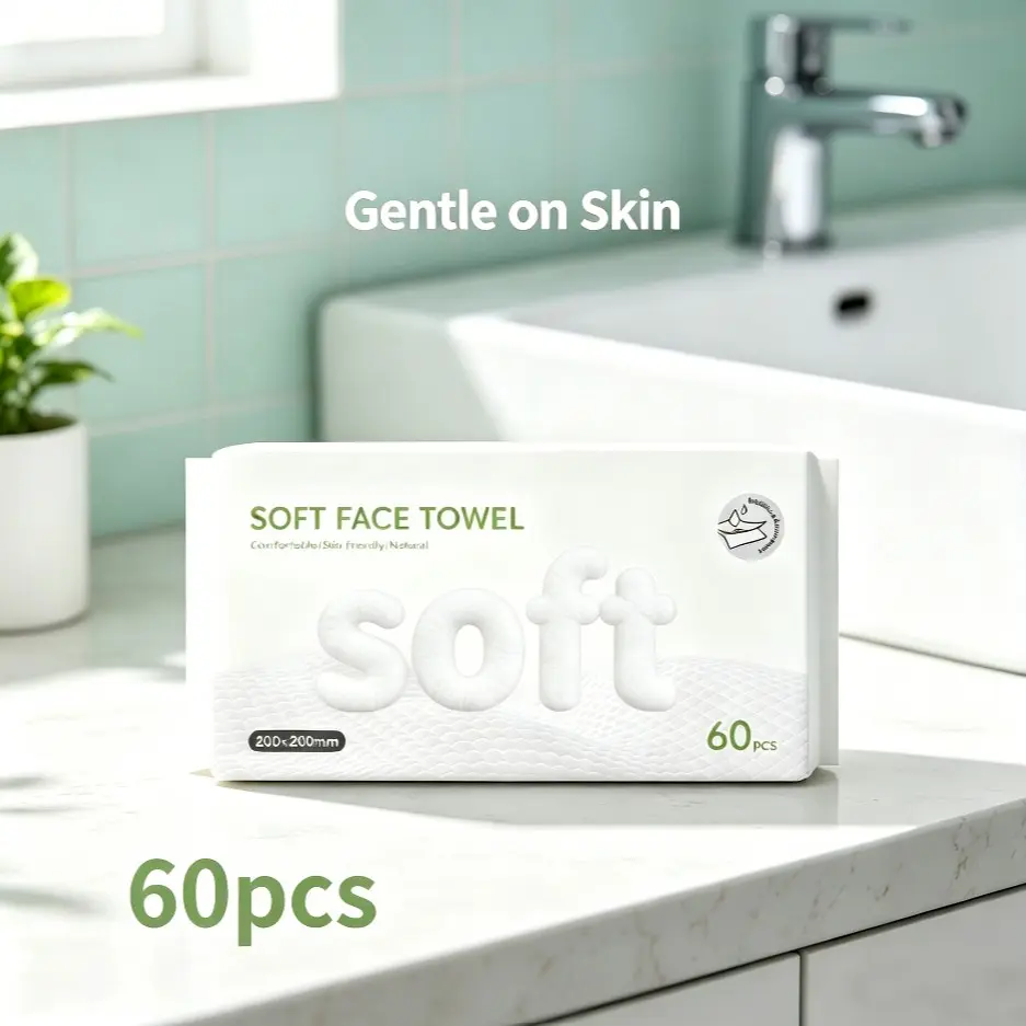 60-count disposable face towels with pearl pattern, makeup cleansing towels, face towels for makeup removal, skin-friendly, dual-use for wet and dry cleansing