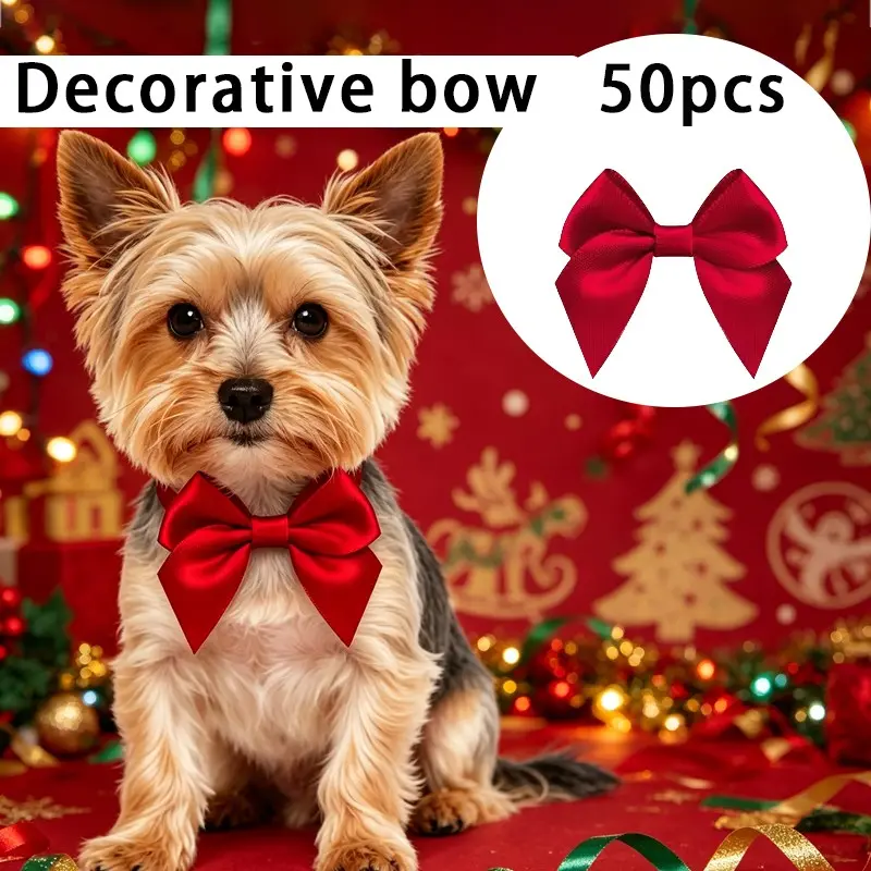 50pcs Multi-Functional Bow Decorations, Pet Hair Accessories, Gift Box Decor, Holiday Decor, Bag Packaging, DIY Decorative Bows