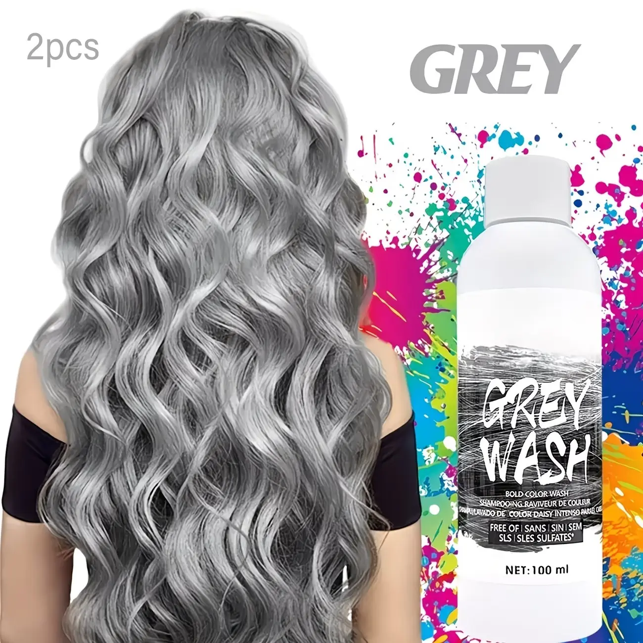 2-Pack Colorful Hair Dye Shampoo Set, Hair Dye Kit, Multi-Colors Available, Perfect for Highlights, Fade-Resistant, Party, Festival, Daily Use