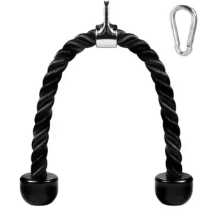 27‘’  Tricep Rope Cable Machine Attachment, Heavy Duty Coated Nylon Pulldown Rope with Solid Rubber Ends, Fitness Gym Accessory for Tricep Workouts