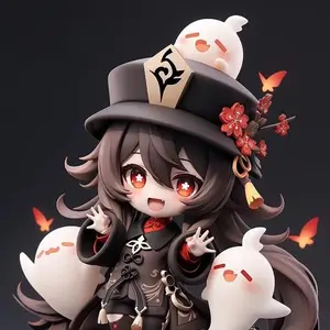 Genshin Impact Xiao Hu Tao Chibi Figurine, Exquisite Facial Carving Statue, Anime Home Decor, Game Accessory Toy, Cute Display Piece