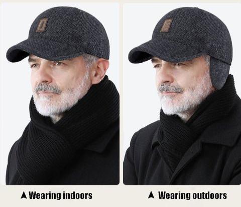 Winter Lightweight and Warm Baseball Cap with Ear Flaps High-Quality Cotton Faux Fur Lining Adjustable Buckle One Size Fits All