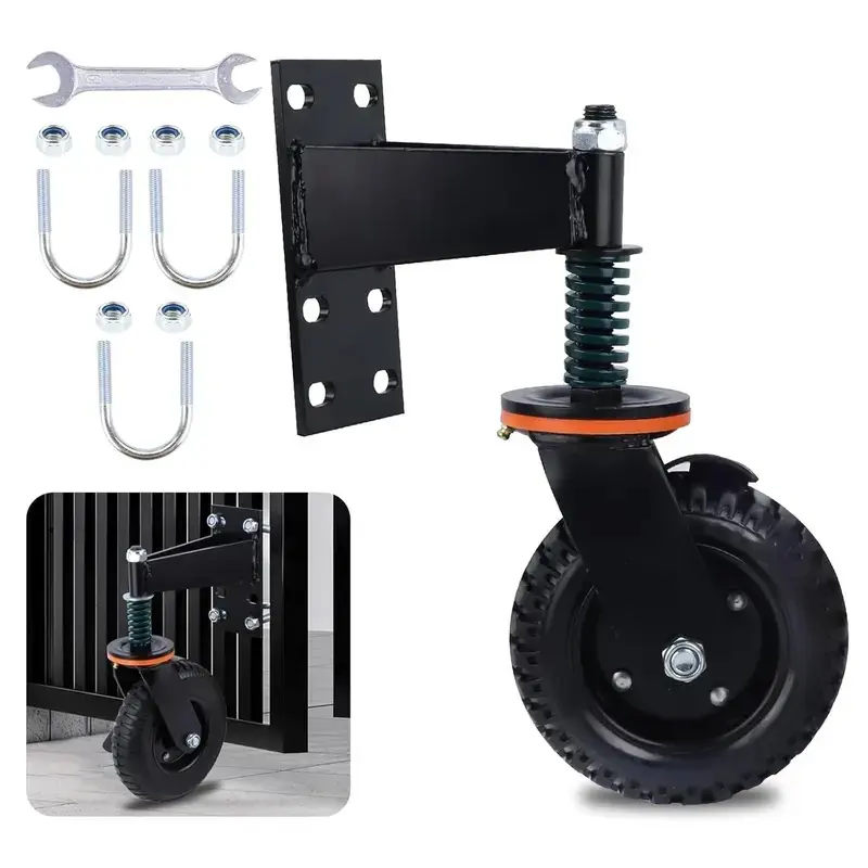 6 Inch Gate Wheel, 500Lbs Heavy Duty Gate Wheel with , 360?Rotation Fence Gate Wheels, Spring Loaded Gate Caster for Wooden, Farm, Cattle & Metal Tube Swing Gate with Screws