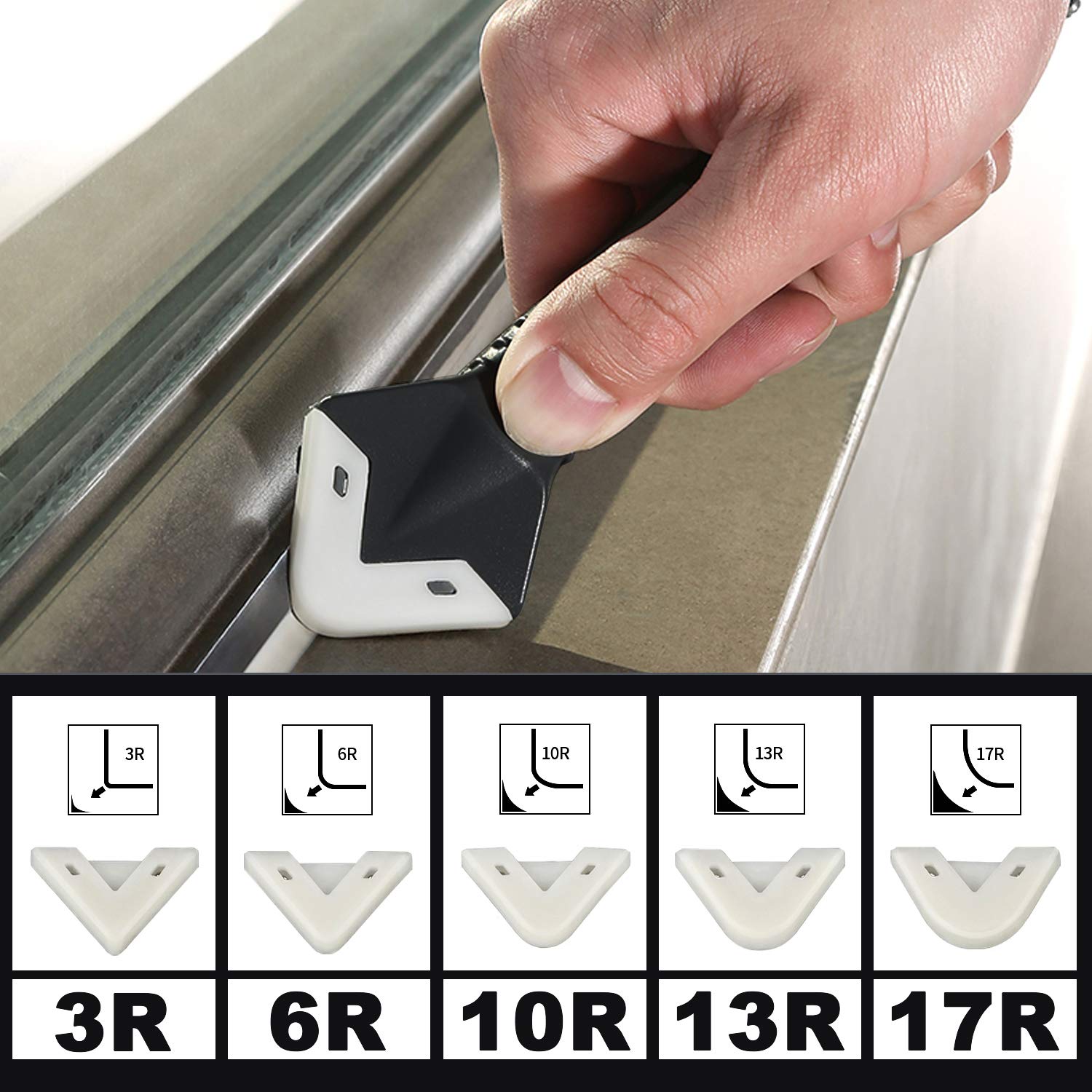 Silicone Caulking Tool Kit 3 in 1 Caulk Remover & Grout Removal Tool with 4pc Glass Glue Angle Scraper
