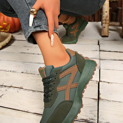 Women's Sporty Arisan Shoes Spring & Fall Elegant Fashion Casual Round Toe Low Top Lace-Up Thick Sole Breathable Outdoor Athletic Running Shoes