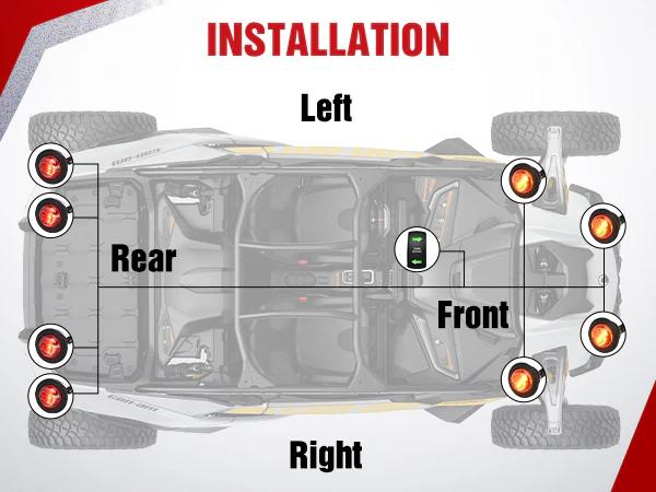 Nilight UTV ATV Turn Signal Wiring Harness Kit Street Legal Flasher Relay Kits with Vertical Rocker Switch Red &Yellow Lights for Polaris Kawasaki Teryx Can Am Commander Cat Wild Green Backlight