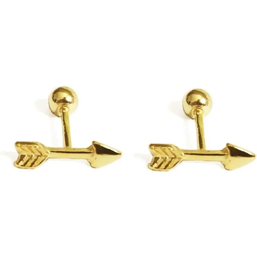 925 Sterling Silver Stud Earrings for Men, Minimalist Arrow Cartilage 18G Daily Jewelry, Small Screw Back for Helix & Sensitive Ears