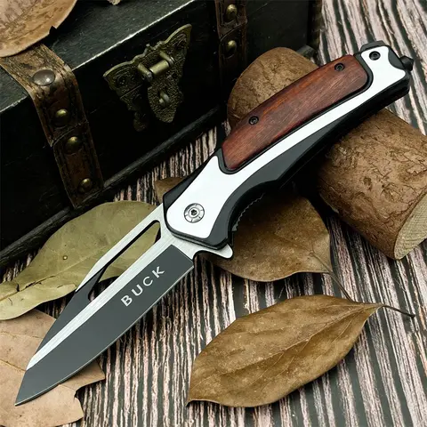 Compact Multi-Functional Folding Knife, 5cr13mo Alloy Blade, Rosewood Handle, Camping Tool, Daily Fishing and Hiking Gear, Multifunctional Outdoor Knives