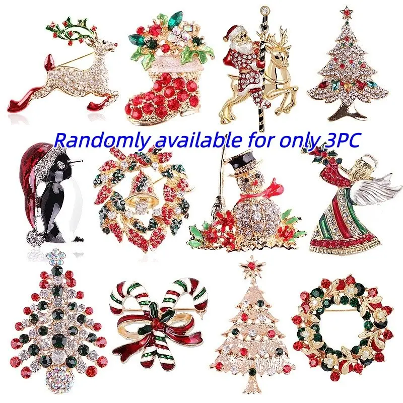 New Fashion Christmas Brooch, Santa Claus Design, Snowflake Bell Pin, Perfect for Holiday Decorations, Unique Gift Idea