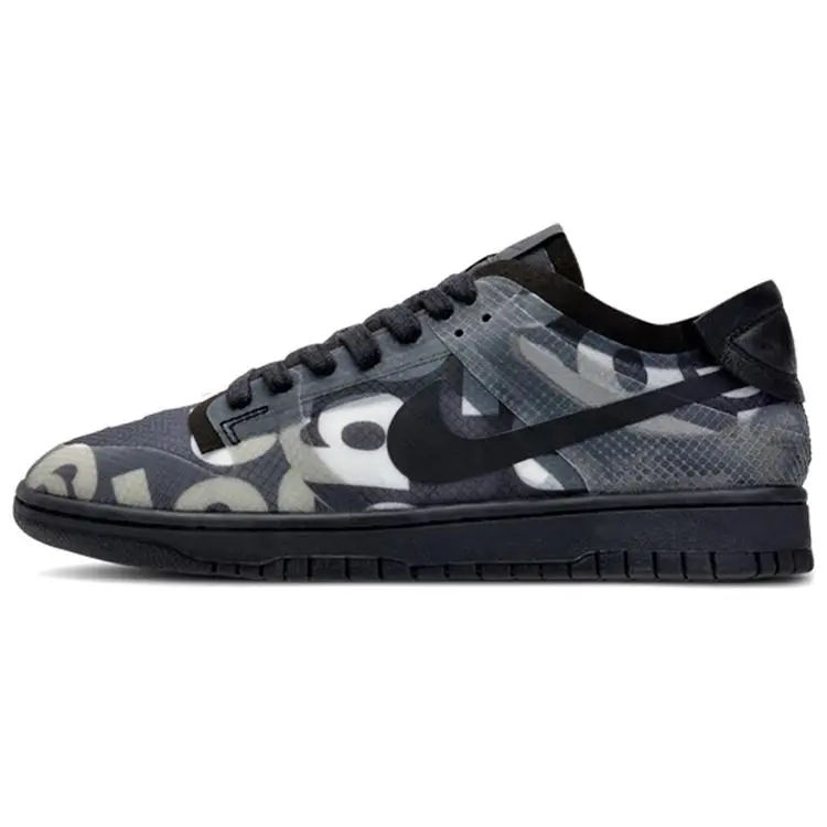 Nike x CDG Dunk Low-Top Sneakers for Women – Black and Gray with Full-Logo Design Verifiable, with credentials and supporting global authentication