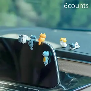 Cute Cartoon Cat Car Ornament, Adorable Cat Figurine, Dashboard Decor, Center Console Decoration, Cute Car Accessories