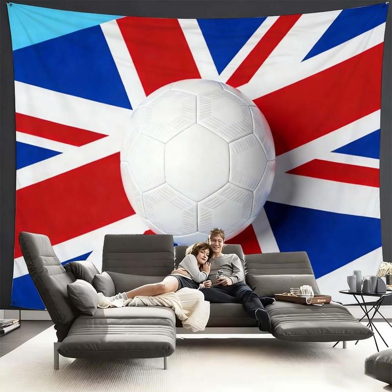 1 pc microfiber FIFA World Cup British Flag Soccer Ball Tapestry Wall Hanging Decoration for Living Room Bedroom Dining Room Outdoor and Holiday Decor Sport Theme Home Ornament Tapestry Background Cloth Hanging Cloth Wall Cloth Decorative Cloth