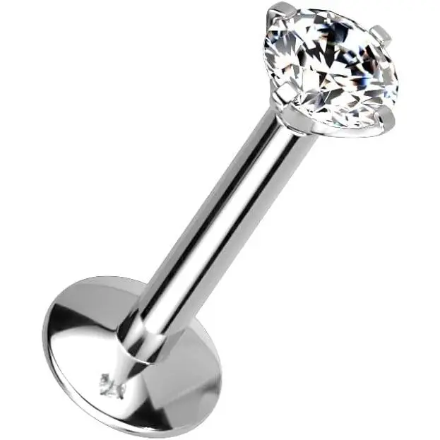 16GA G23 Titanium Prong Set CZ Internally Threaded Stud