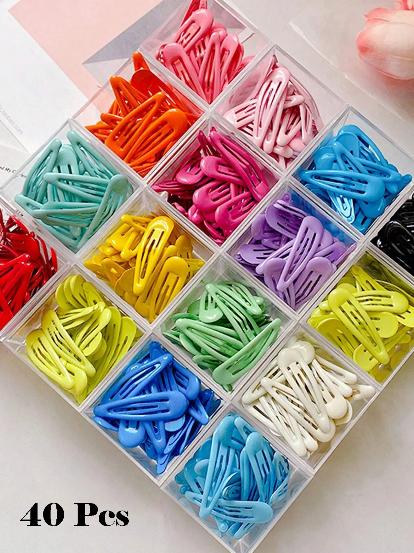40pcs Cute Decorative Fun Hair Clips, Random Colors, Sweet Candy Style, Side Bang Clip, Simple Design, Universal Basic, Student Friendly, All Seasons, Super Cute Clips