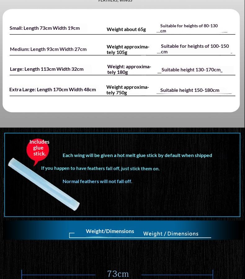 Angel Wings White Feather Swallow-Shaped for Adult Children Halloween Props Bride Flower Girl Costume Party Accessories