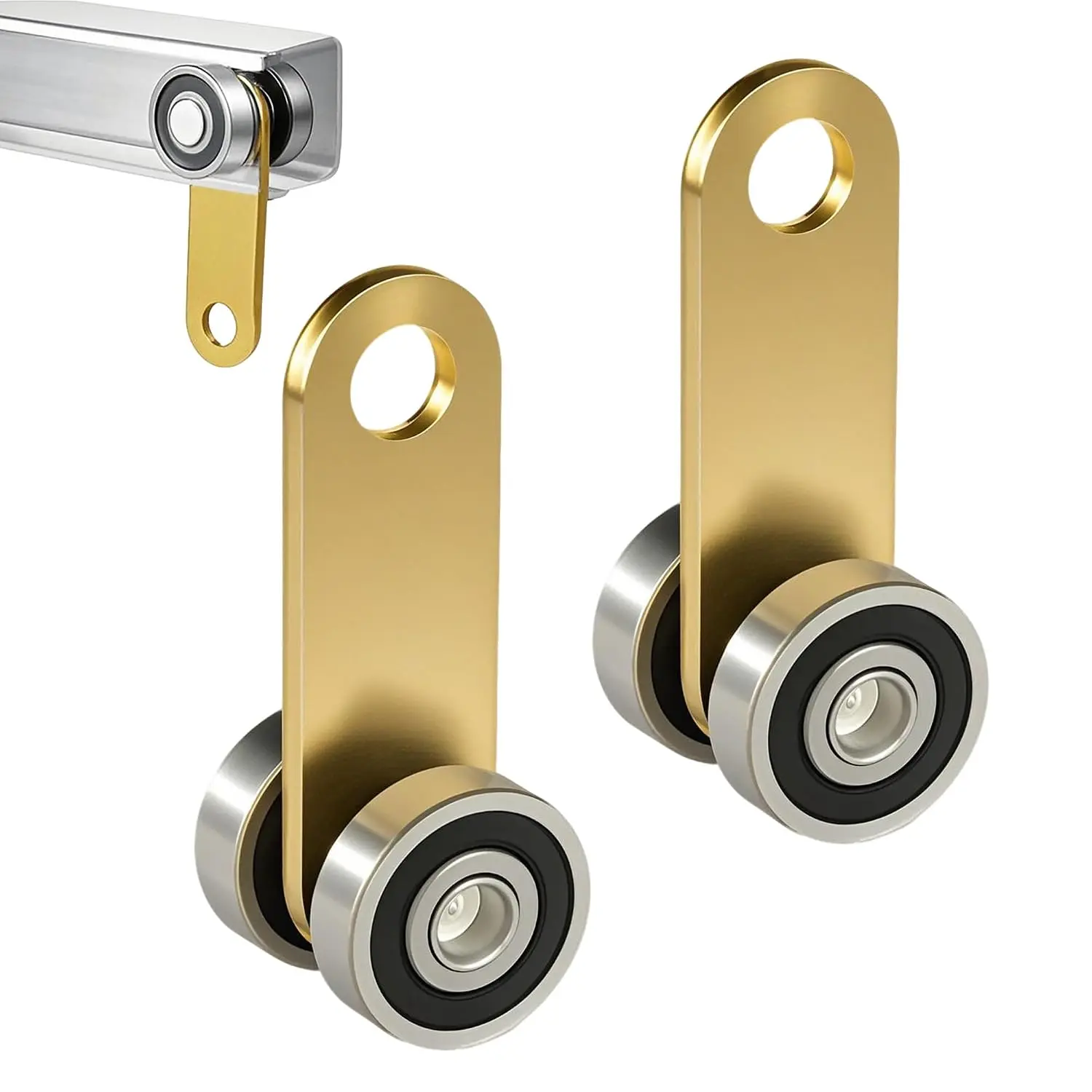 Rust-Resistant Galvanized Iron 2-Piece 2-Wheel Trolley Assembly Rollers - Single Slot, Fits 1-5/8" Wide & 1-5/8"+ Tall Struts with Side Clearance, Single Slot Fit