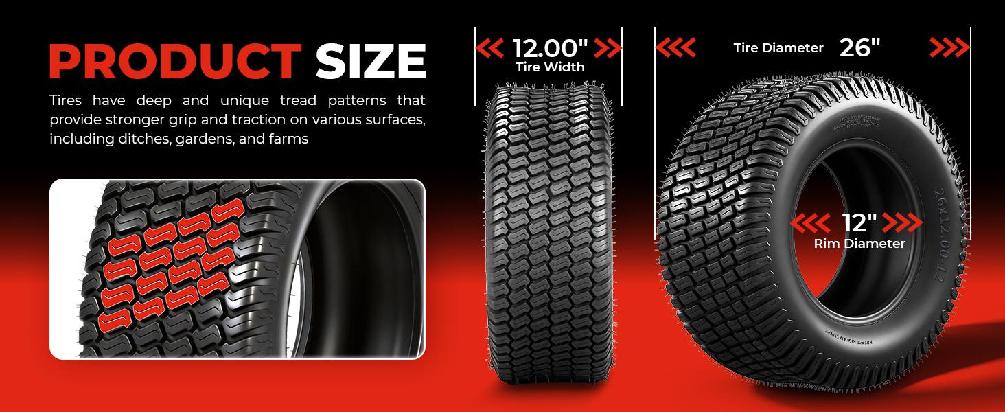 MOTOOS 15x6.00-6 Lawn Mower Turf Tires (Set of 2), 4 Ply Turf S Pattern 15x6x6 Tubeless Tires for Lawn & Garden Riding Mower Tractor Golf Cart Utility Vehicles