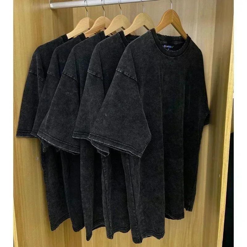 2026 Summer New Zenitsu Agatsuma Breath of Thunder Retro Washed Old T-shirt Demon Slayer 90s Street Style Short-sleeved Top