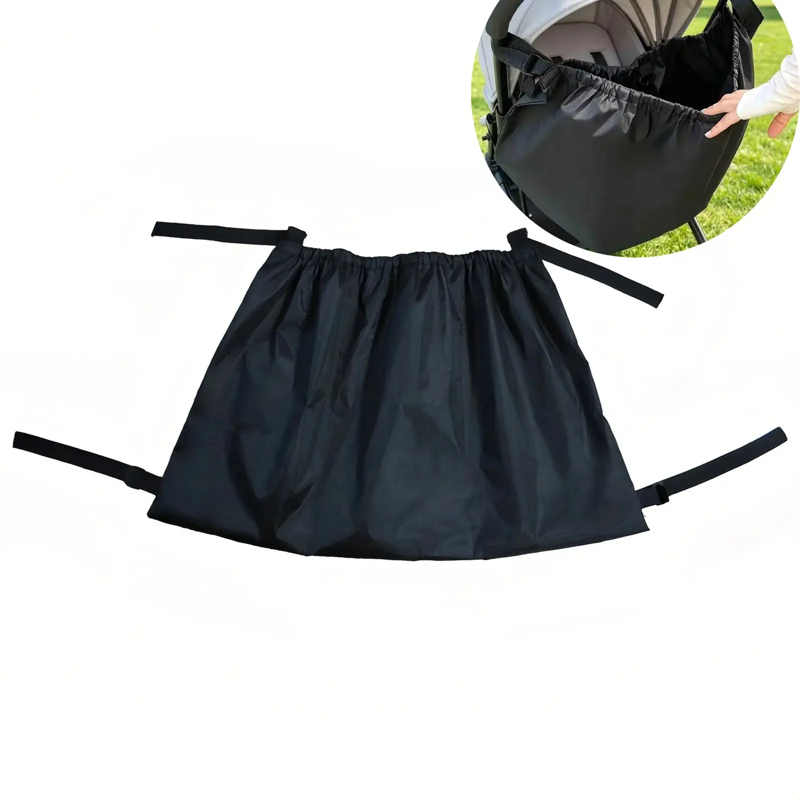 Oxford Cloth Stroller Hanging Storage Bag, Large Capacity Multi-Functional Organizer, Anti-Slip Clip, Adjustable Strap, Portable Travel Bag