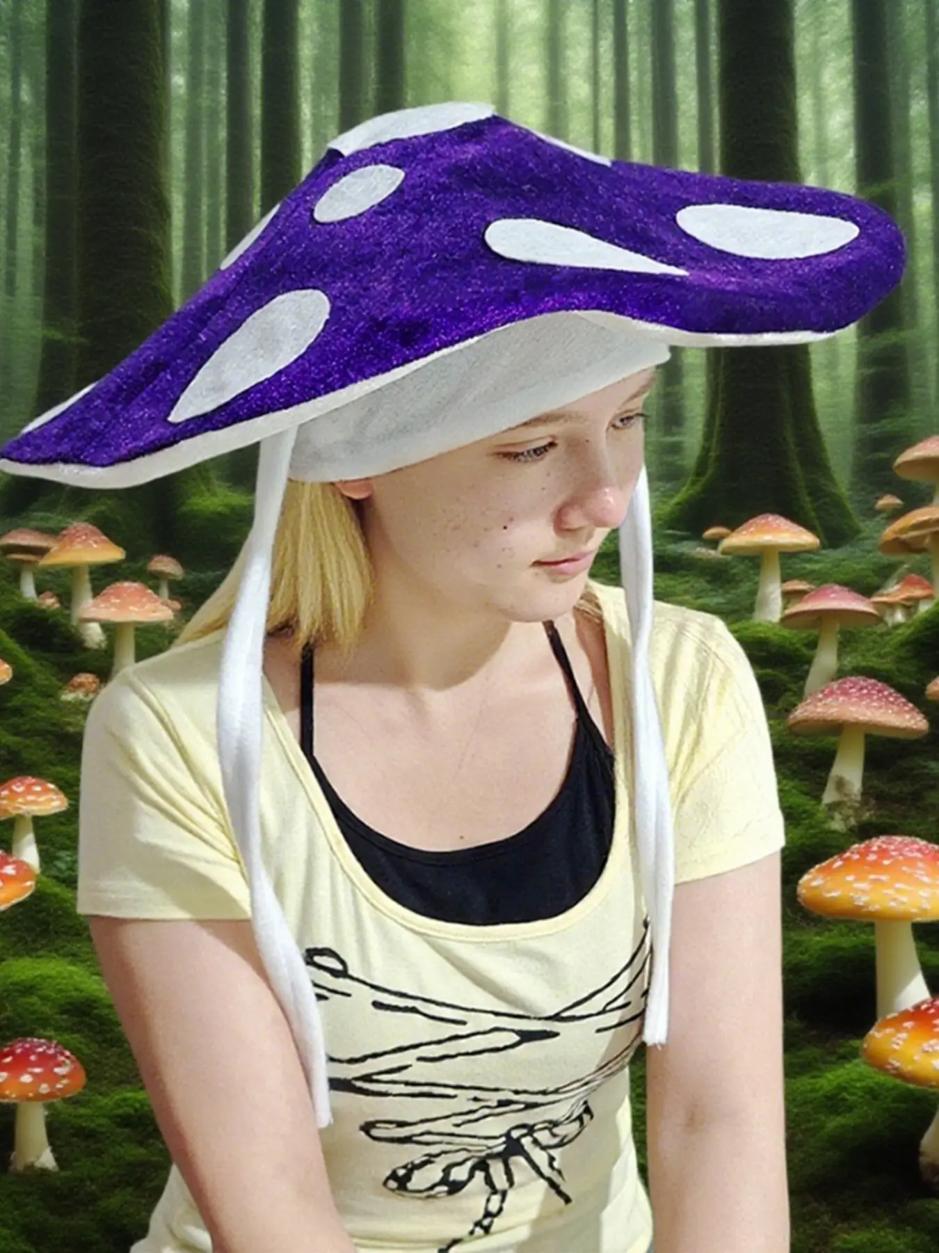 Unisex Oversized Mushroom Party Hat, Polka Dot, Soft Polyester Blend, Halloween Christmas Easter Costume, Fall Winter New Design